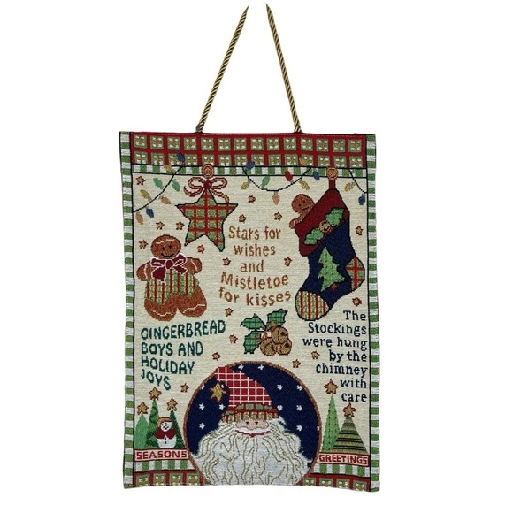 Gingerbread Season’s Greetings Christmas Tapestry Wall Hanging - Picture 1 of 8
